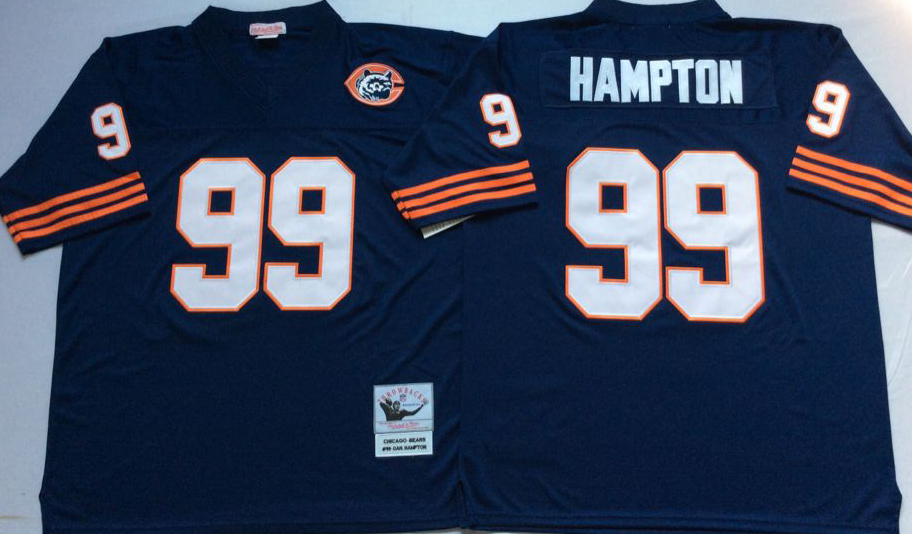 Men NFL Chicago Bears #99 Hampton blue style2 Mitchell Ness jerseys